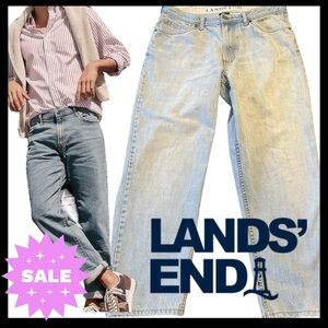 🌞Lands' End Light Wash Relaxed Fit Tapered Leg Jeans (34x28)